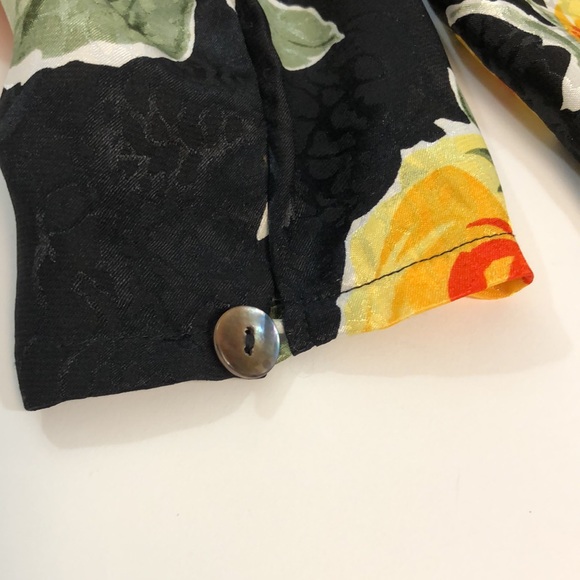 Jin Fashion Vintage Women’s Flower Print Black Blouse - Picture 10 of 13